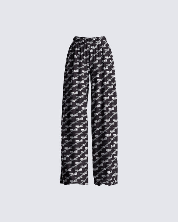 finesse Joy Logo Print High Waist Pant