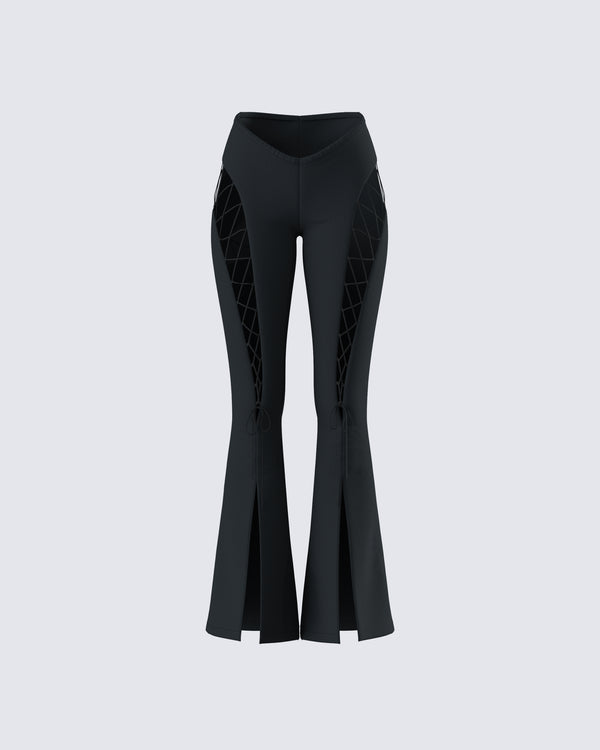 finesse Juan Black Lace Up Flare Pant