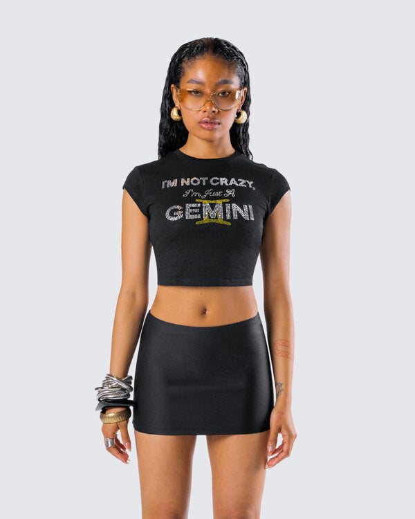 Finesse Julane Black Gemini Graphic Top