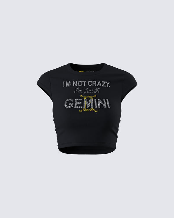 finesse Julane Black Gemini Graphic Top
