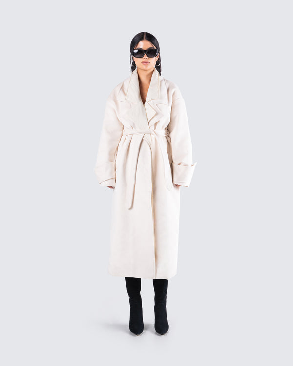 Finesse Julian Cream Maxi Coat
