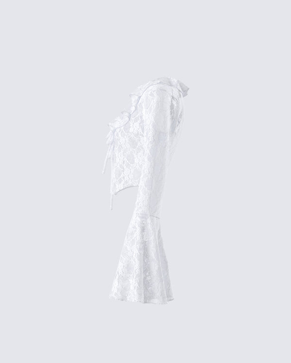 Finesse Juliet White Lace Ruffle Top