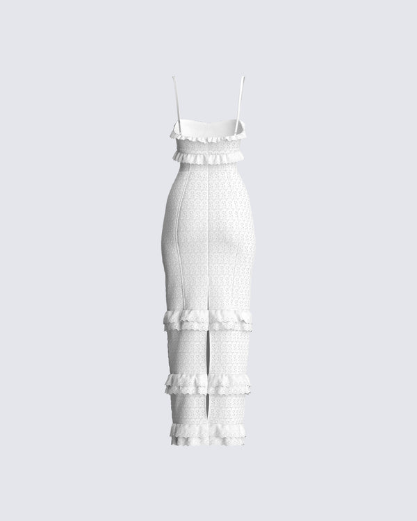 Finesse Juniper White Eyelet Maxi Dress