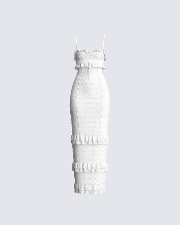 finesse Juniper White Eyelet Maxi Dress