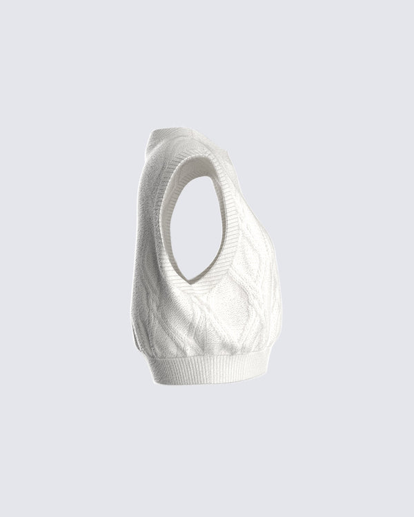 Finesse Juno Ivory Cable Knit Sweater Vest