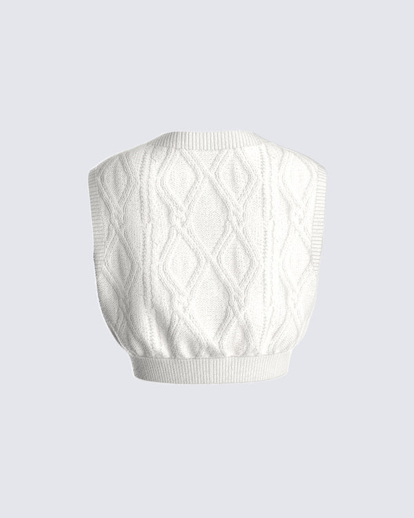 Finesse Juno Ivory Cable Knit Sweater Vest