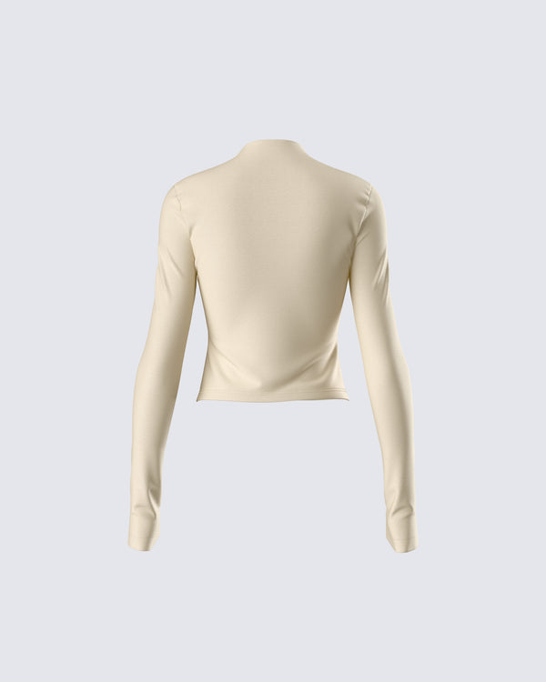 Finesse Jyn Khaki Jersey Long Sleeve Top
