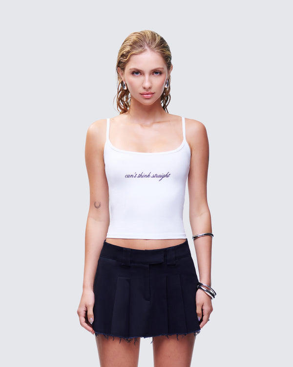 Finesse Kacie White Slogan Cami Top