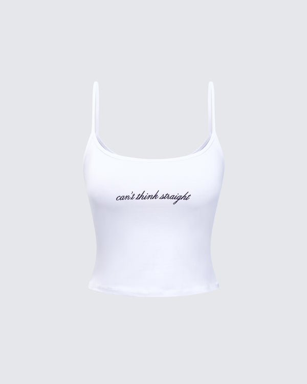 finesse Kacie White Slogan Cami Top