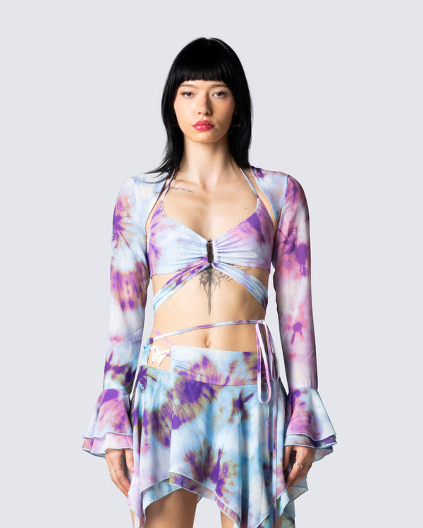 Finesse Kadence Tie Dye Print Shrug