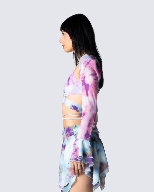 Finesse Kadence Tie Dye Print Shrug