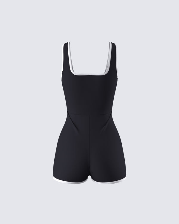 Finesse Kaede Black Contrast Binding Onesie