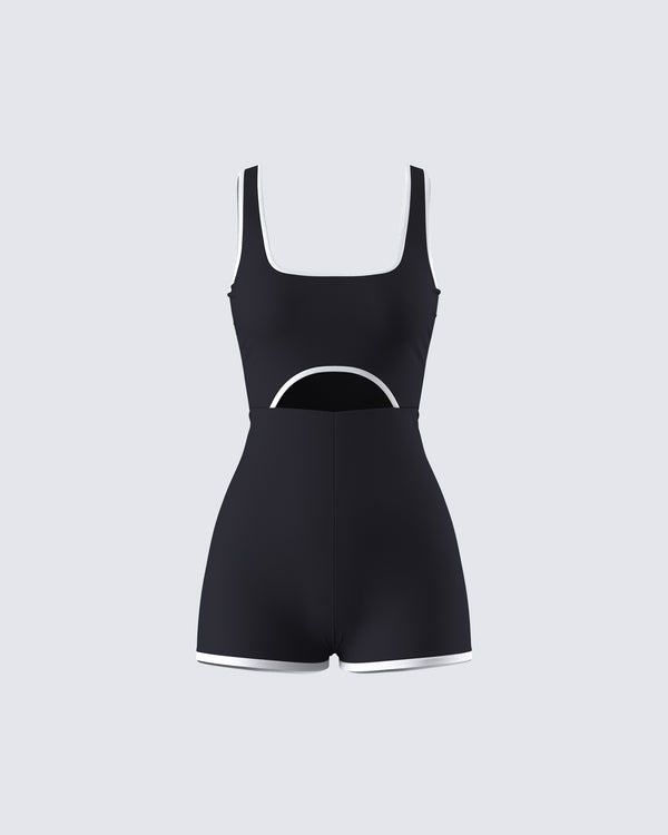 finesse Kaede Black Contrast Binding Onesie