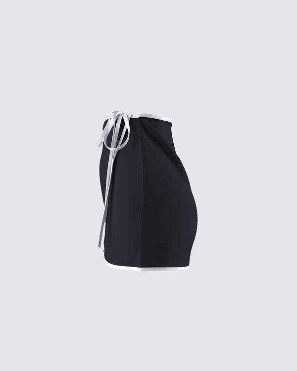Finesse Kaede Black Contrast Binding Wrap Skirt