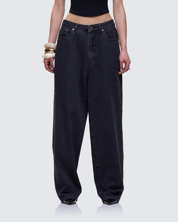 Finesse Kai Black Washed Balloon Pant