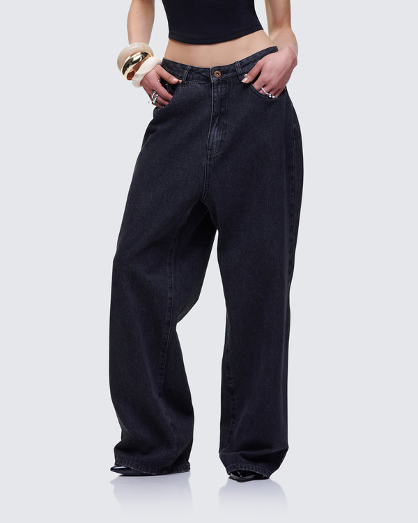 Finesse Kai Black Washed Balloon Pant