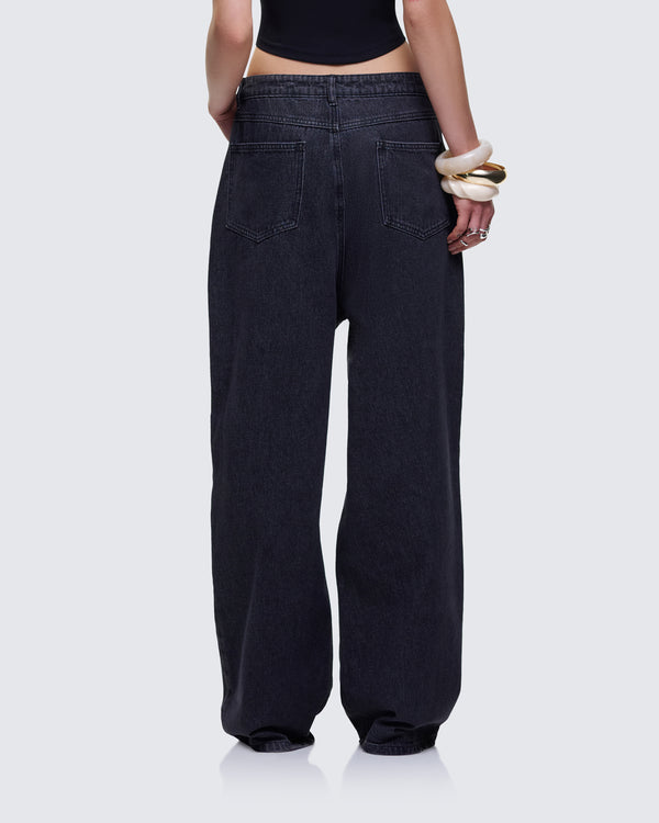 Finesse Kai Black Washed Balloon Pant