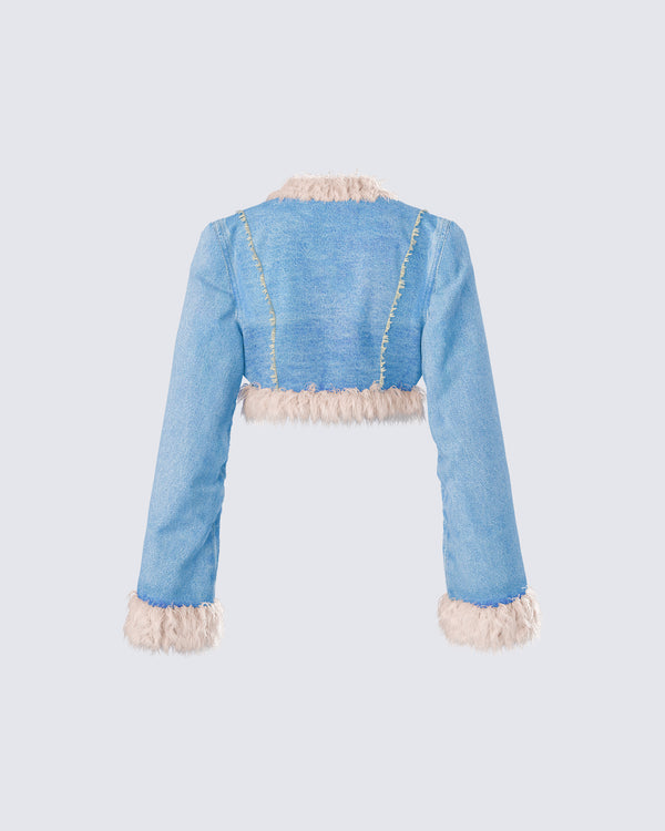 Finesse Kaiana Blue Denim Cropped Jacket
