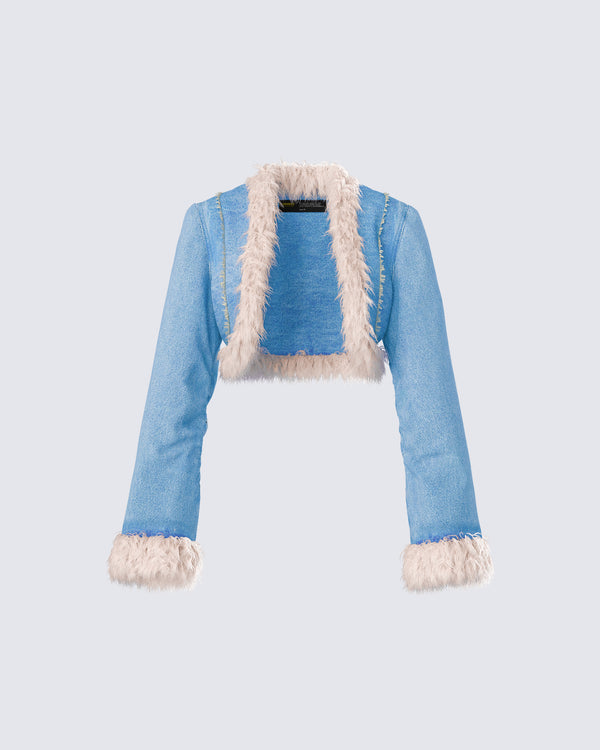 finesse Kaiana Blue Denim Cropped Jacket