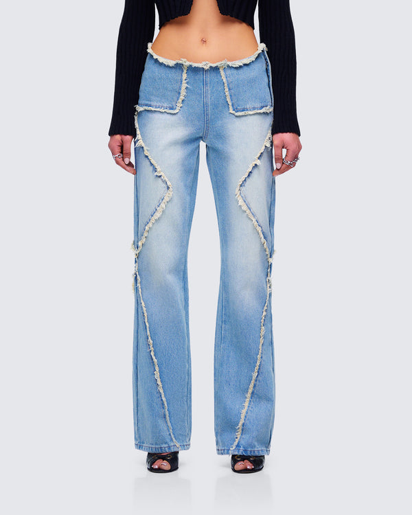 Finesse Kaiana Blue Denim Straight Leg Jeans