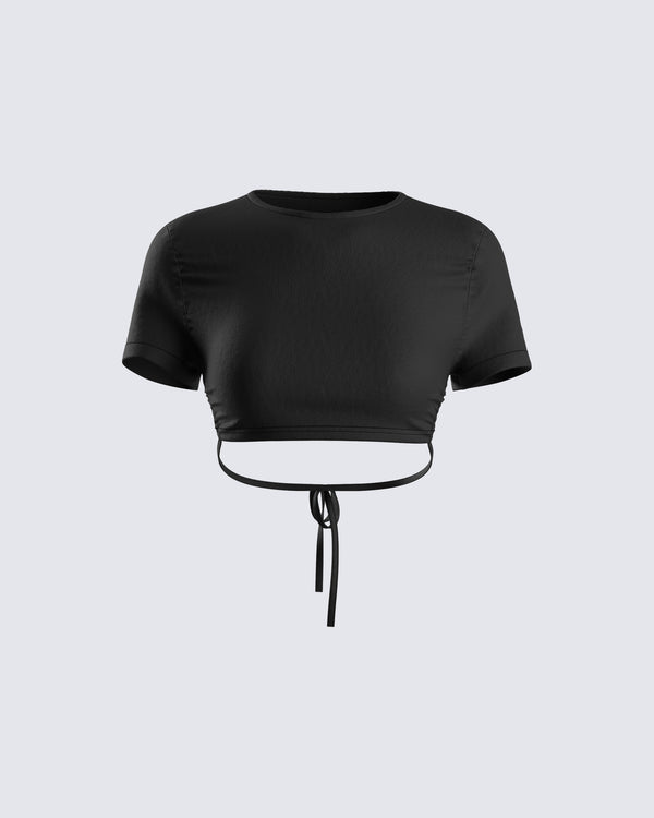finesse Kalani Black Backless Top