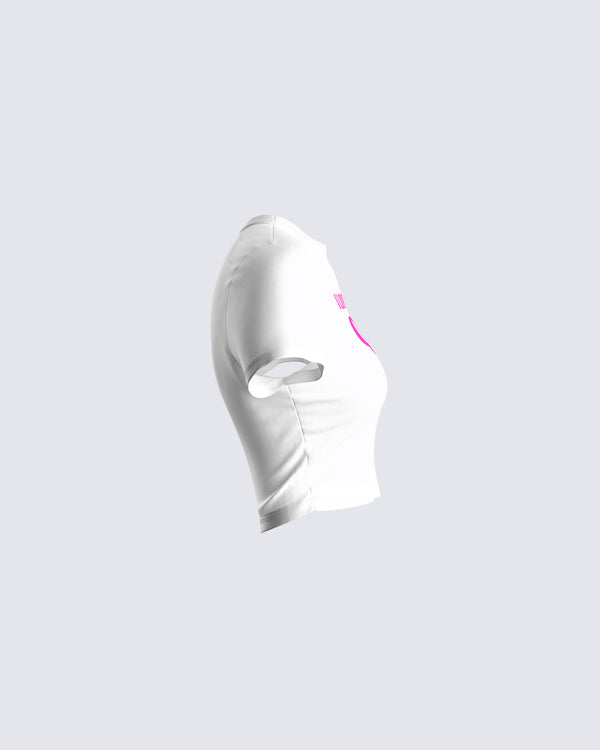 Finesse Kalea White Jersey Graphic Top