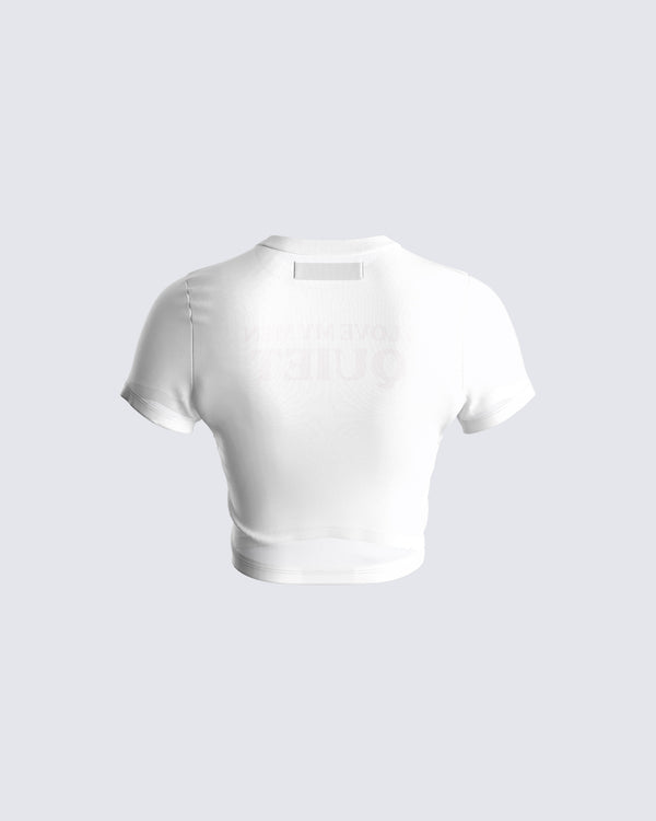 Finesse Kalea White Jersey Graphic Top