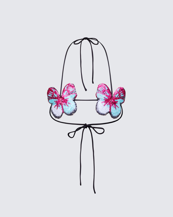 finesse Kandi Embellished Butterfly Bra Top