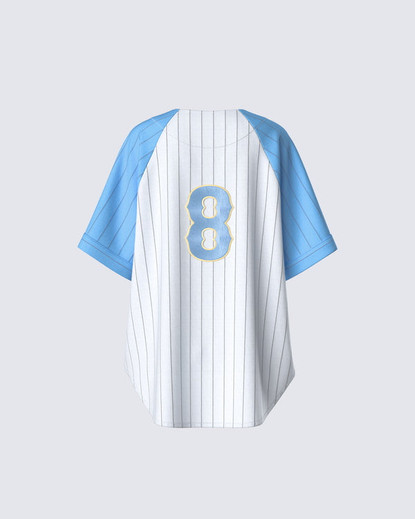 Finesse Kaomi Baby Blue Baseball Top