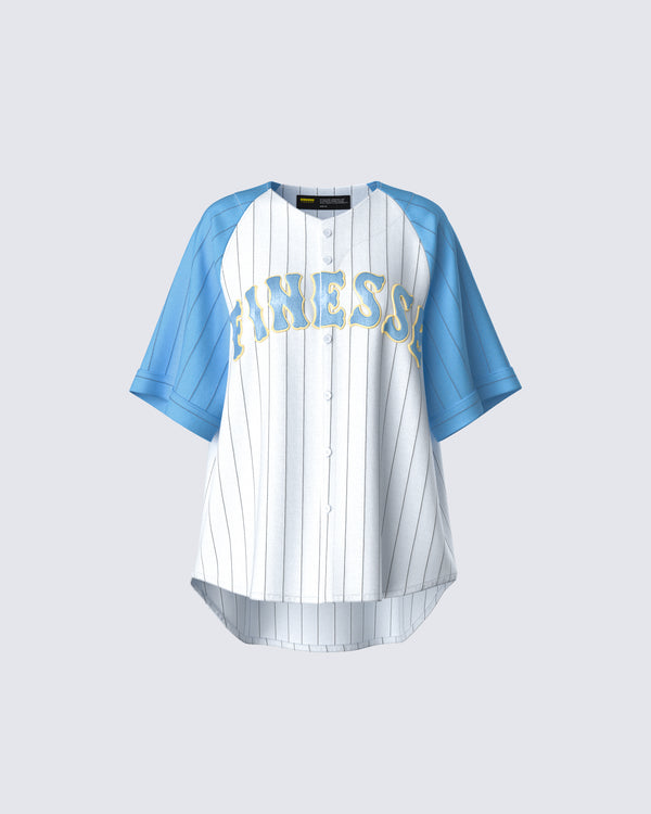 finesse Kaomi Baby Blue Baseball Top