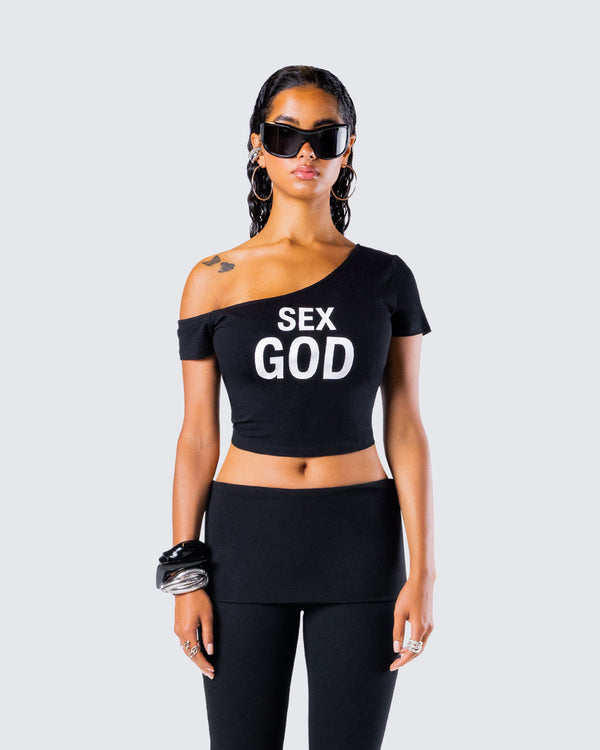 Finesse Karen Black Jersey Graphic Top