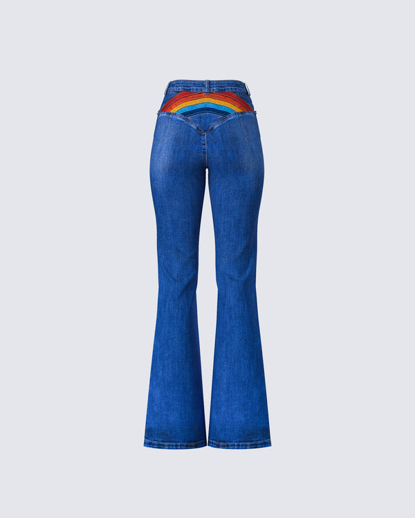 Finesse Kass High Rise Blue Denim Rainbow Jean