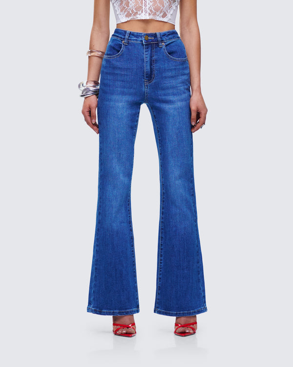 Finesse Kass High Rise Blue Denim Rainbow Jean