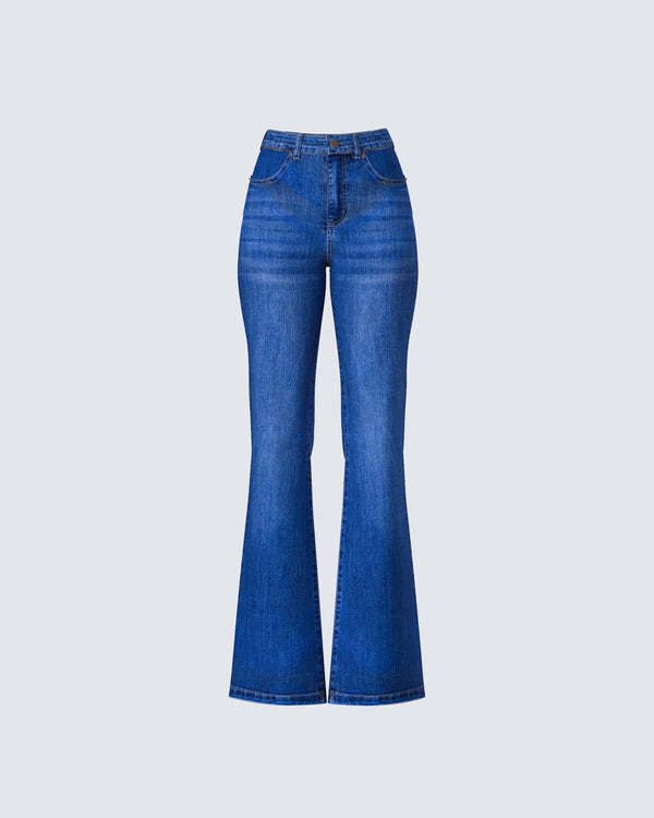 finesse Kass High Rise Blue Denim Rainbow Jean