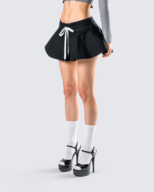 Finesse Kata Black Flounce Mini Skirt