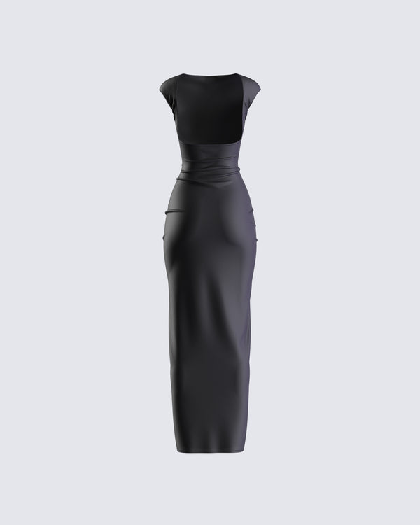 Finesse Kath Black Jersey Backless Dress