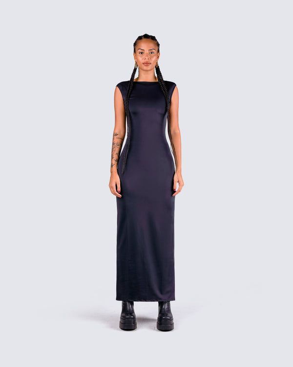 Finesse Kath Black Jersey Backless Dress