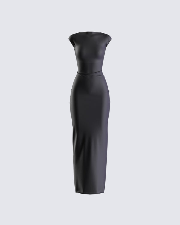 finesse Kath Black Jersey Backless Dress