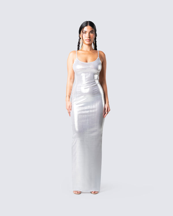 Finesse Katrina Metallic Fitted Maxi Dress