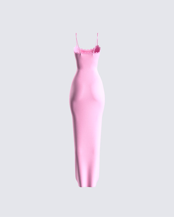 Finesse Kayla Pink Fitted Maxi Dress