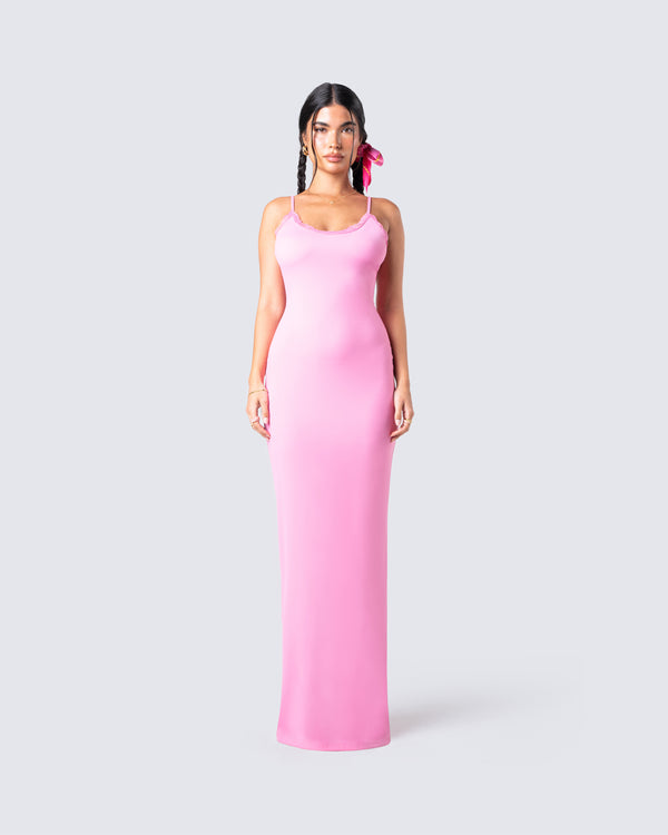Finesse Kayla Pink Fitted Maxi Dress