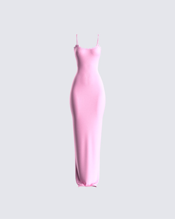 finesse Kayla Pink Fitted Maxi Dress