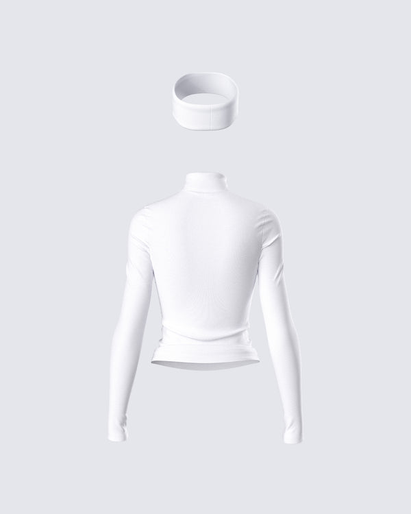 Finesse Kemi White Jersey Top And Headband