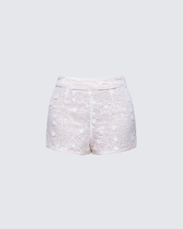 finesse Keturah White Embroidered Lace Short