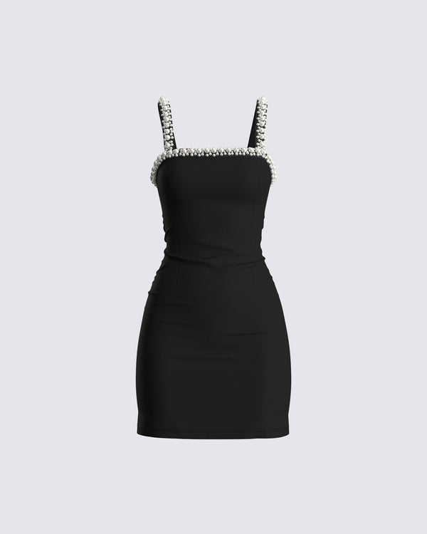 finesse Kiana Black Ponte Mini Dress