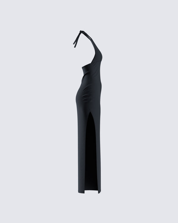 Finesse Kiari Black Halter Maxi Dress