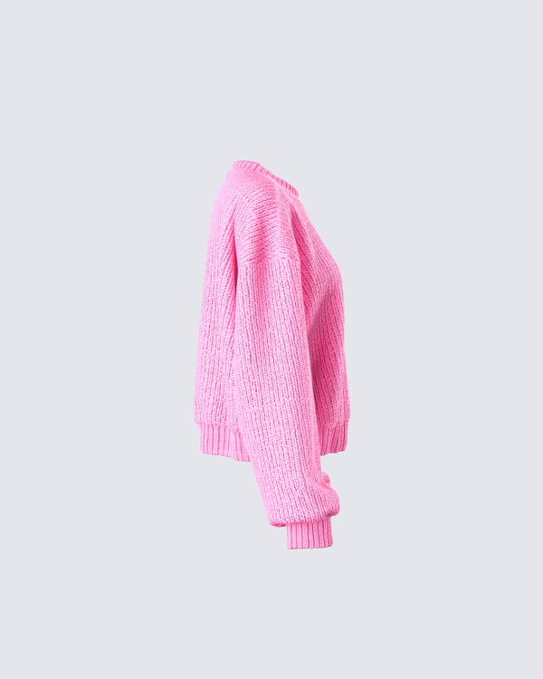 Finesse Kiera Pink Chunky Sweater Top