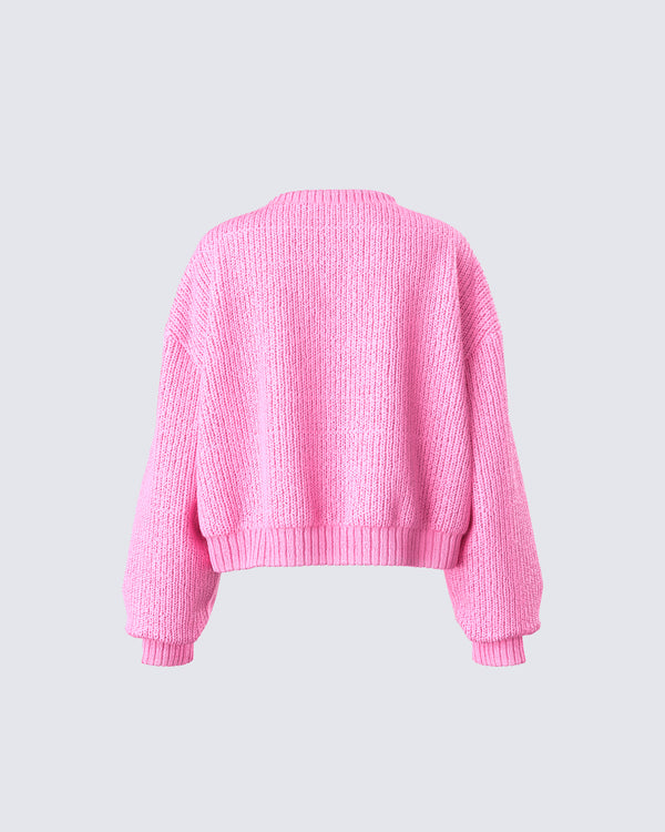 Finesse Kiera Pink Chunky Sweater Top
