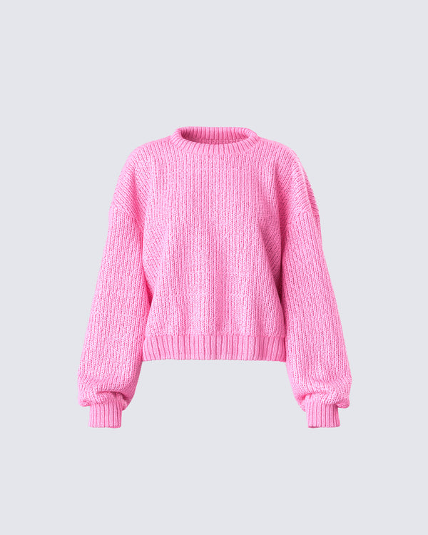 finesse Kiera Pink Chunky Sweater Top