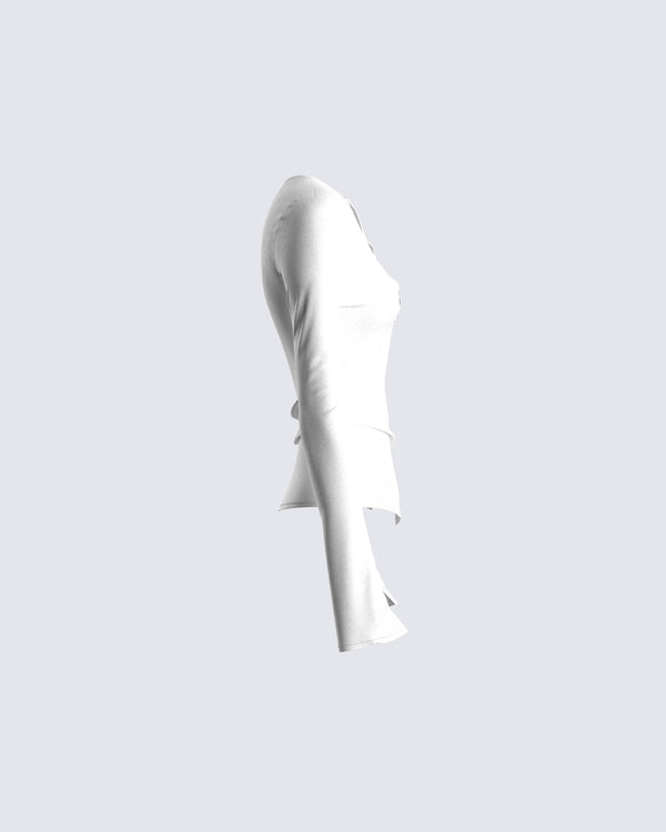 Finesse Kieran White Button Up Knit Top